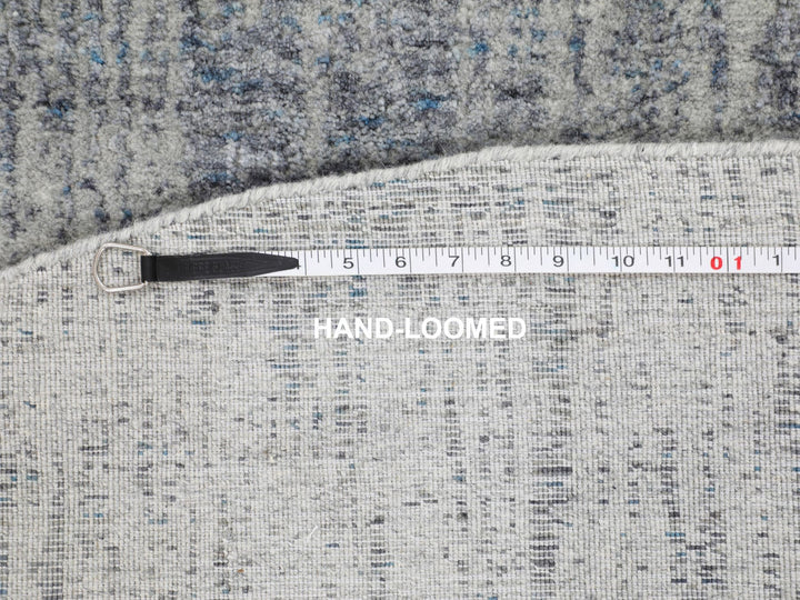 5'9" x 5'9" New Hand Loomed Grey Wool & Art Silk Round Oriental Rug - MOA10258122