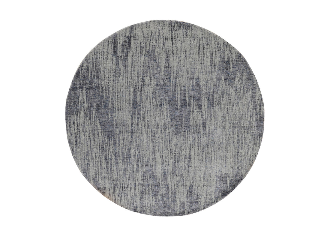 5'9" x 5'9" New Hand Loomed Grey Wool & Art Silk Round Oriental Rug - MOA10258124