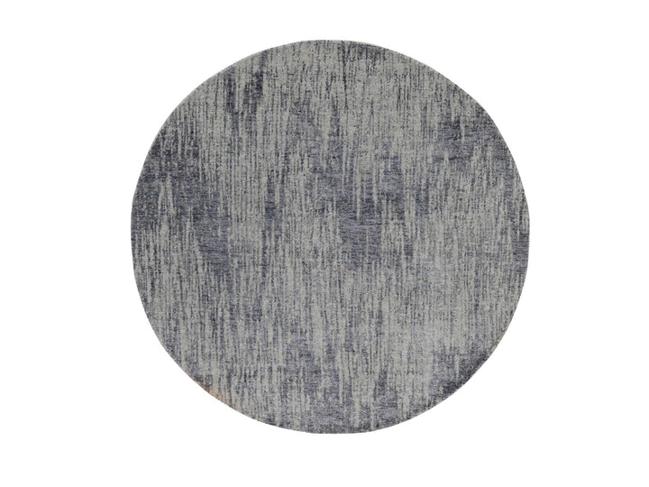 5'9" x 5'9" New Hand Loomed Grey Wool & Art Silk Round Oriental Rug - MOA10258124