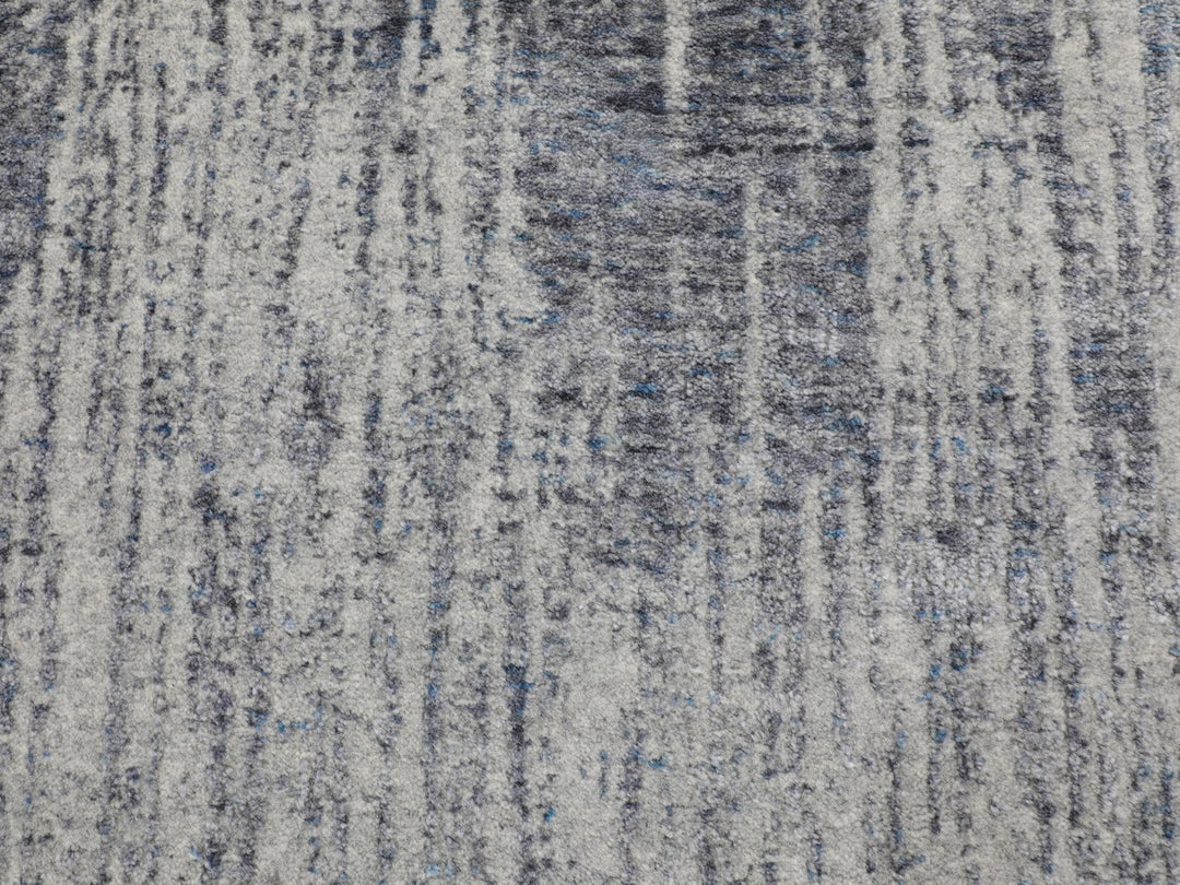 5'9" x 5'9" New Hand Loomed Grey Wool & Art Silk Round Oriental Rug - MOA10258124