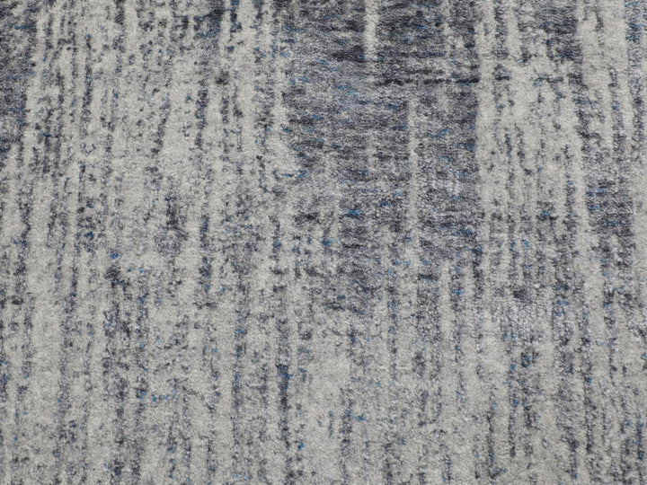 5'9" x 5'9" New Hand Loomed Grey Wool & Art Silk Round Oriental Rug - MOA10258124