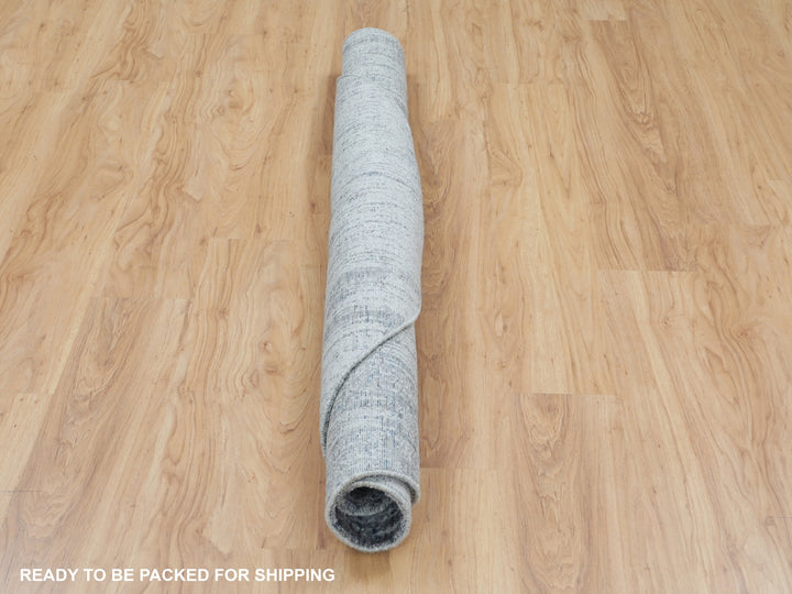 5'9" x 5'9" New Hand Loomed Grey Wool & Art Silk Round Oriental Rug - MOA10258124