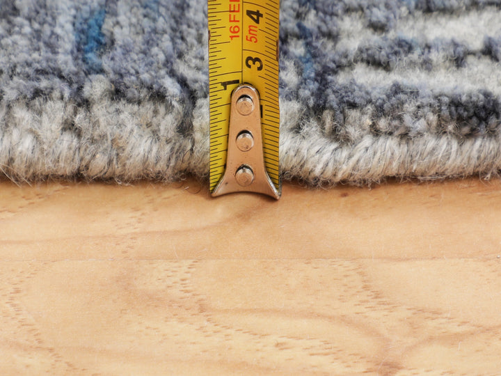 5'9" x 5'9" New Hand Loomed Grey Wool & Art Silk Round Oriental Rug - MOA10258124