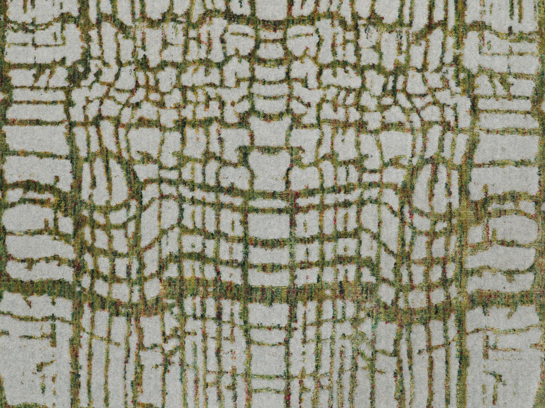 11'9" x 14'8" New Hand Loomed Grey Wool & Art Silk Rectangle Oriental Rug - MOA10258126