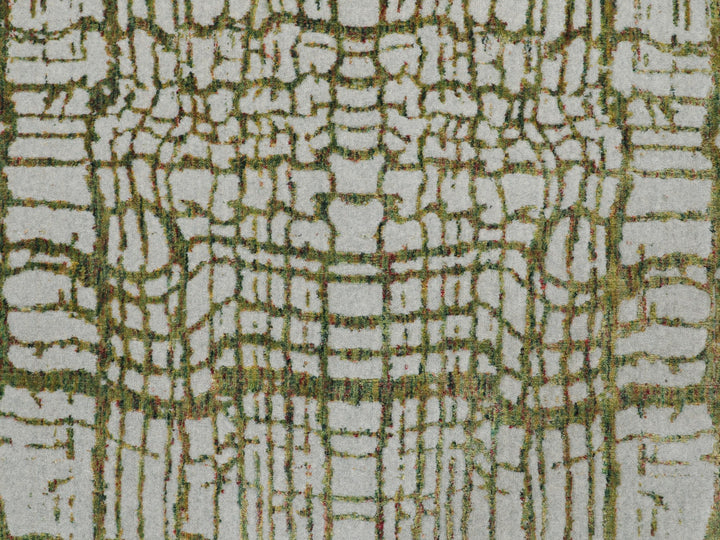 11'9" x 14'8" New Hand Loomed Grey Wool & Art Silk Rectangle Oriental Rug - MOA10258126