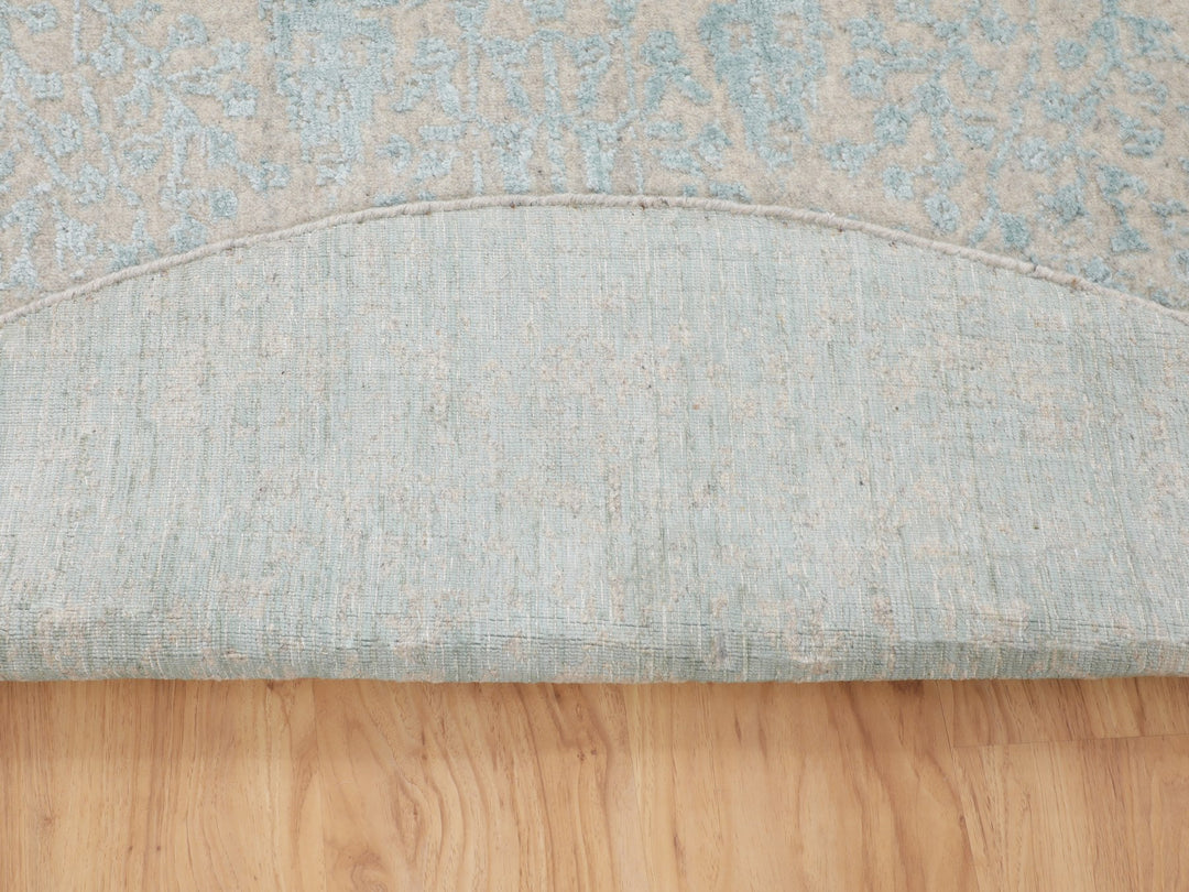 5'10" x 5'10" New Hand Loomed Green Wool & Silk Round Oriental Rug - MOA10258128