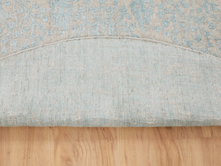 5'10" x 5'10" New Hand Loomed Green Wool & Silk Round Oriental Rug - MOA10258128