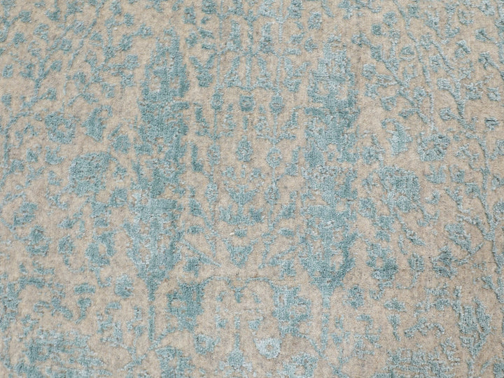 5'10" x 5'10" New Hand Loomed Green Wool & Silk Round Oriental Rug - MOA10258128