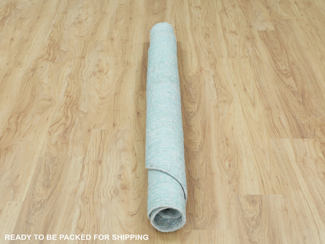 5'10" x 5'10" New Hand Loomed Green Wool & Silk Round Oriental Rug - MOA10258128