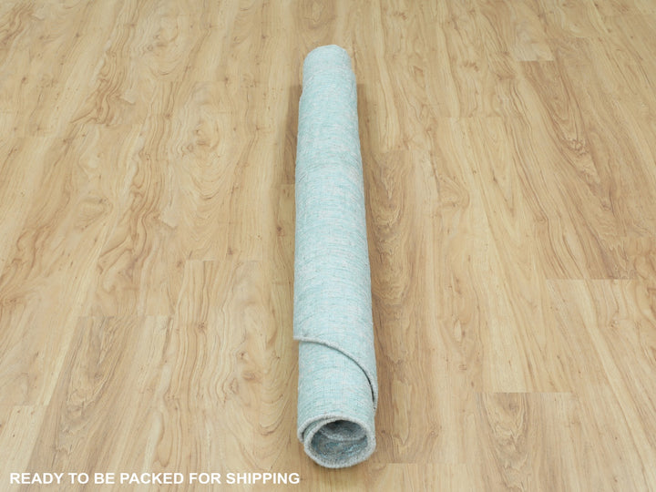 5'10" x 5'10" New Hand Loomed Green Wool & Silk Round Oriental Rug - MOA10258128