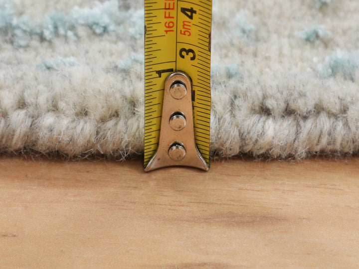 5'10" x 5'10" New Hand Loomed Green Wool & Silk Round Oriental Rug - MOA10258128