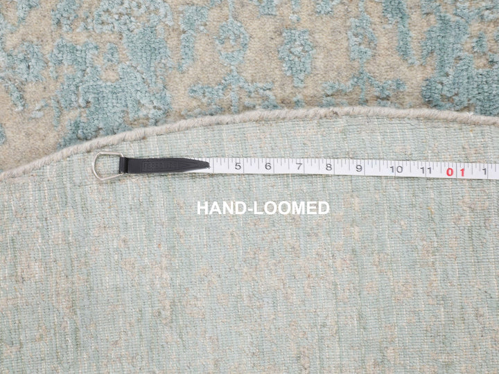 5'10" x 5'10" New Hand Loomed Green Wool & Silk Round Oriental Rug - MOA10258128