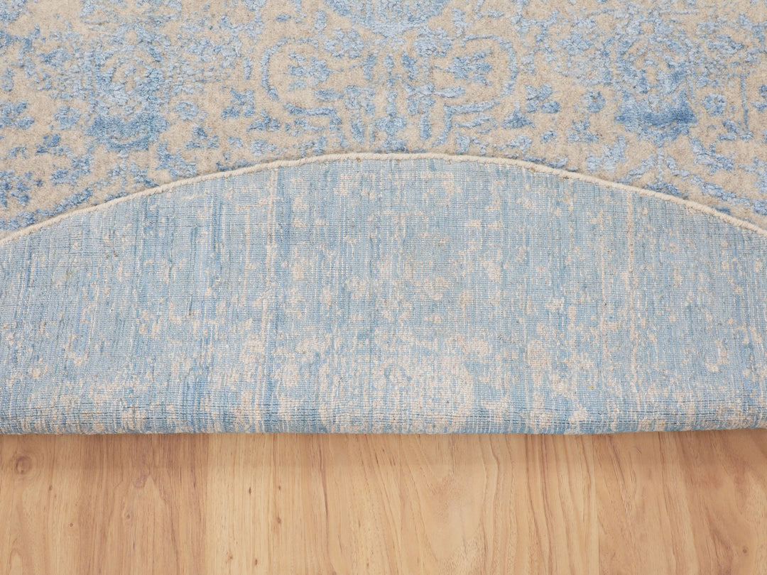 5'9" x 5'9" New Hand Loomed Blue Wool & Art Silk Round Oriental Rug - MOA10258129