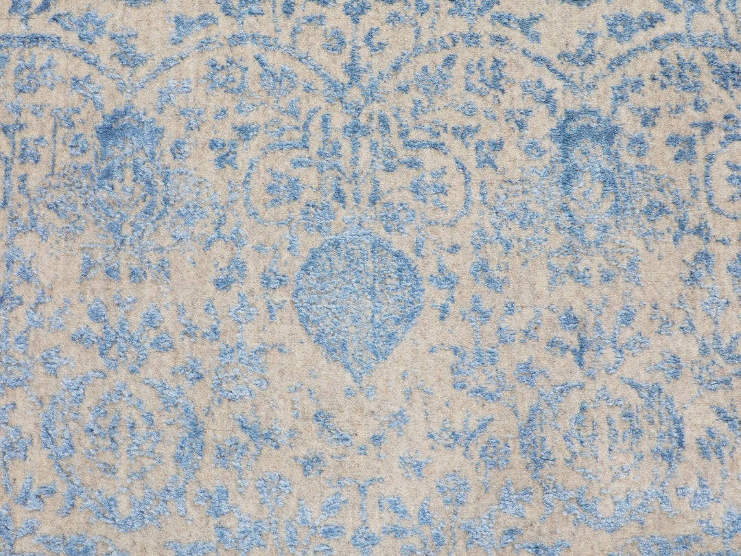 5'9" x 5'9" New Hand Loomed Blue Wool & Art Silk Round Oriental Rug - MOA10258129