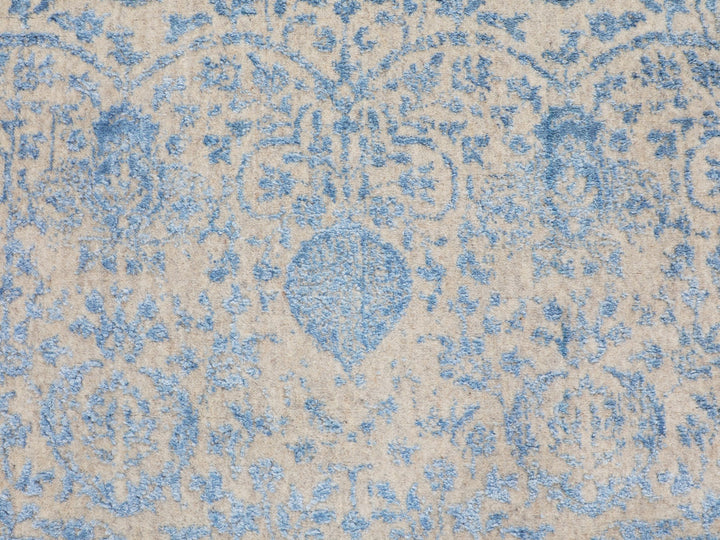 5'9" x 5'9" New Hand Loomed Blue Wool & Art Silk Round Oriental Rug - MOA10258129