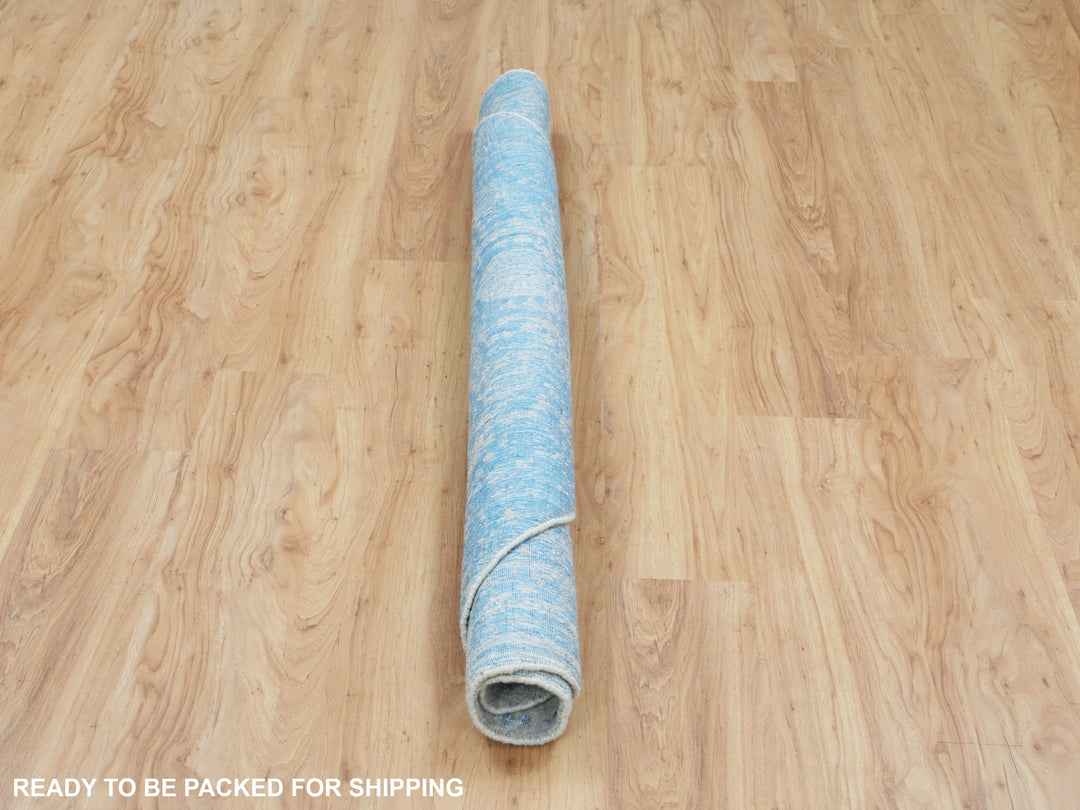 5'9" x 5'9" New Hand Loomed Blue Wool & Art Silk Round Oriental Rug - MOA10258129