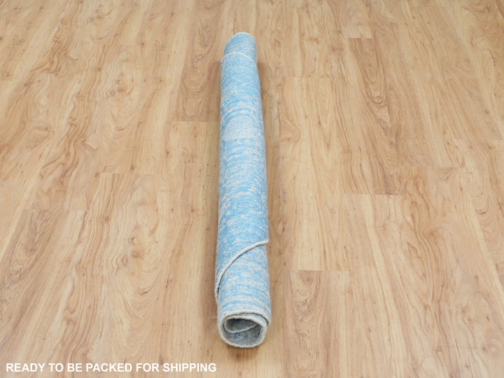 5'9" x 5'9" New Hand Loomed Blue Wool & Art Silk Round Oriental Rug - MOA10258129