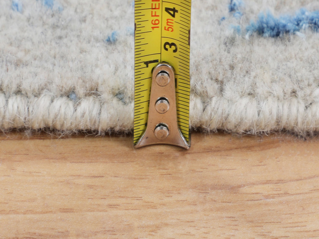 5'9" x 5'9" New Hand Loomed Blue Wool & Art Silk Round Oriental Rug - MOA10258129