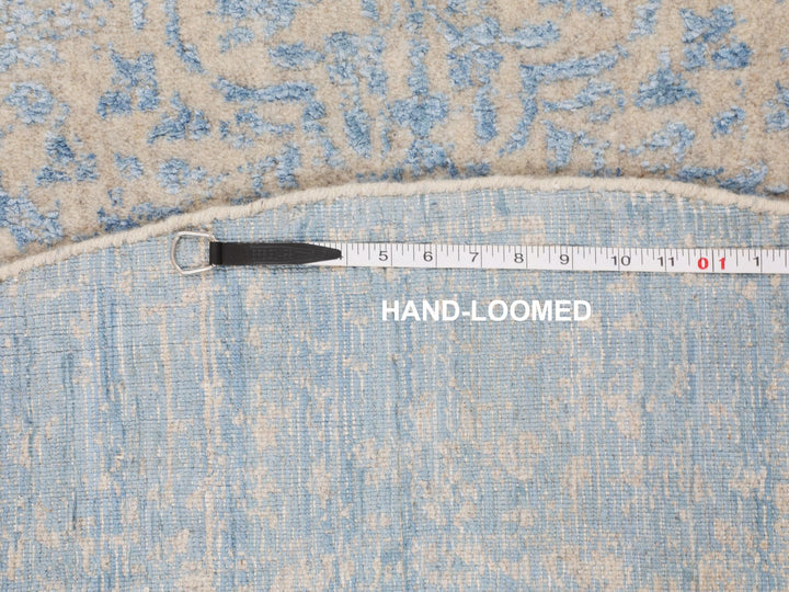 5'9" x 5'9" New Hand Loomed Blue Wool & Art Silk Round Oriental Rug - MOA10258129