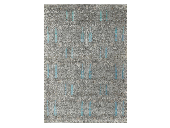 12'0" x 17'9" New Hand Knotted Brown Wool & Silk Rectangle Oriental Rug - MOA10258142