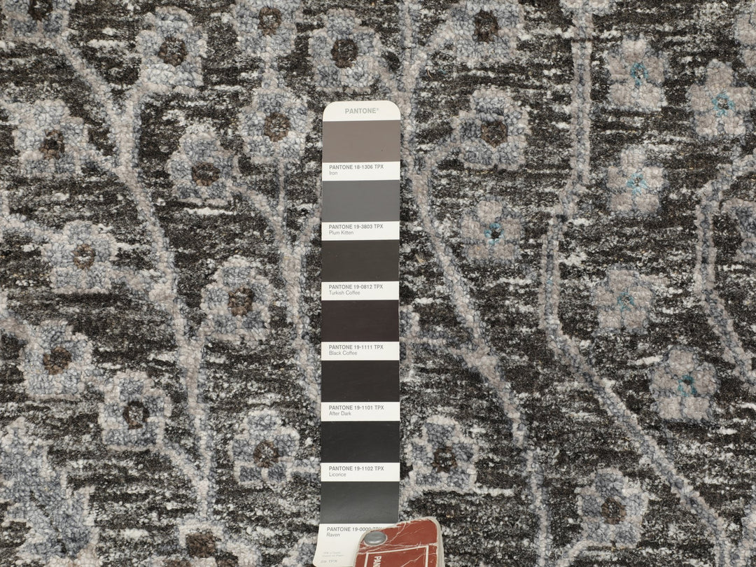 12'0" x 17'9" New Hand Knotted Brown Wool & Silk Rectangle Oriental Rug - MOA10258142