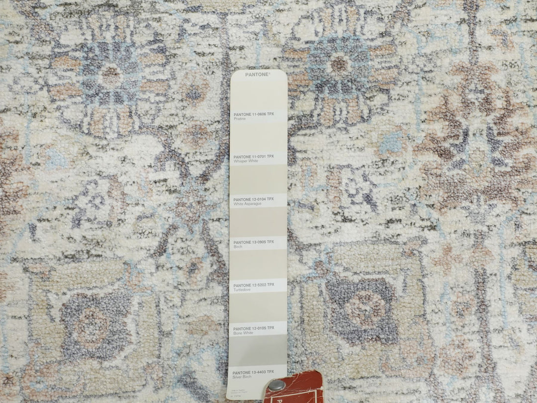 2'6" x 6'2" New Hand Knotted Ivory Wool & Silk Runner Oriental Rug - MOA10258143