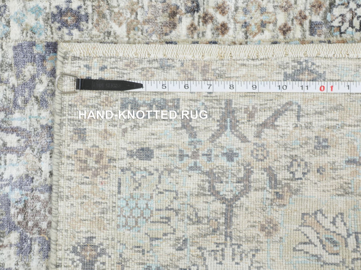 2'6" x 6'2" New Hand Knotted Ivory Wool & Silk Runner Oriental Rug - MOA10258143