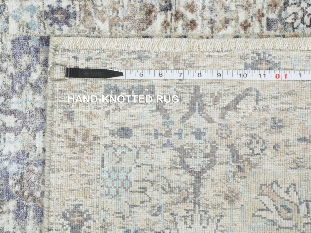 2'6" x 6'2" New Hand Knotted Ivory Wool & Silk Runner Oriental Rug - MOA10258143