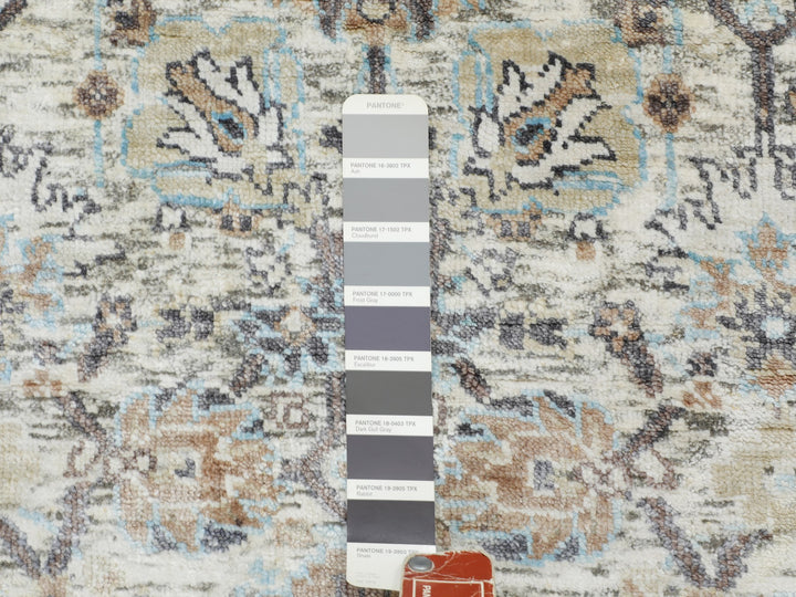 2'6" x 6'2" New Hand Knotted Ivory Wool & Silk Runner Oriental Rug - MOA10258150