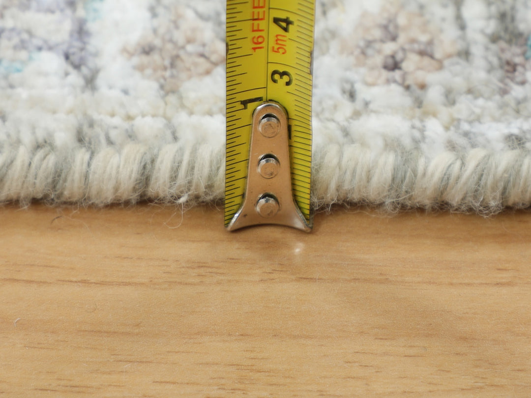 2'6" x 6'2" New Hand Knotted Ivory Wool & Silk Runner Oriental Rug - MOA10258150