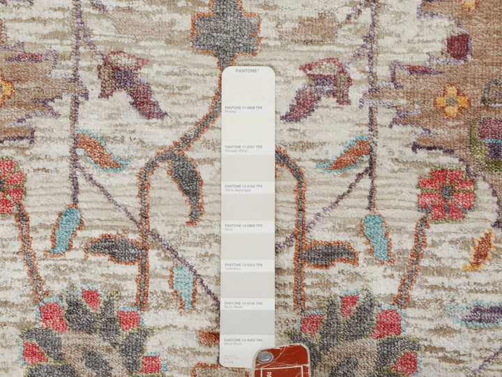 10'0" x 10'0" New Hand Knotted Ivory Wool & Silk Round Oriental Rug - MOA10258174