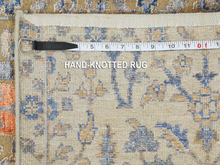 2'1" x 3'0" New Hand Knotted Beige Wool & Silk Rectangle Oriental Rug - MOA10258177