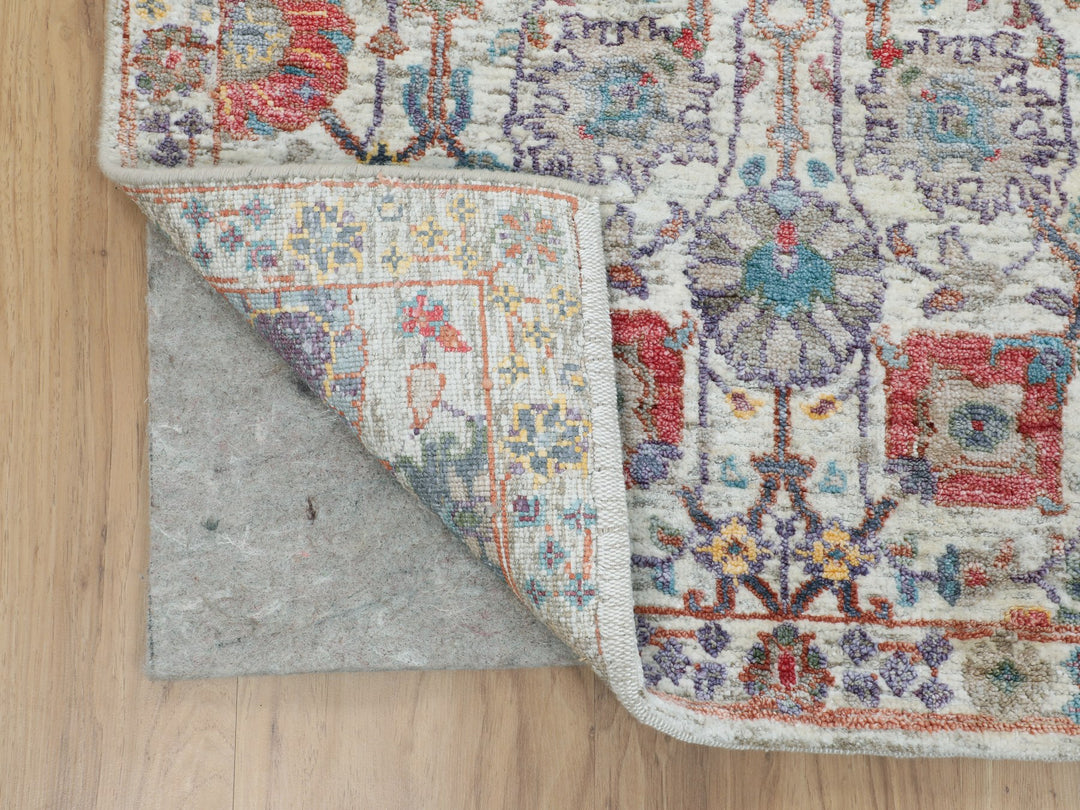 2'7" x 12'0" New Hand Knotted Ivory Wool & Silk Runner Oriental Rug - MOA10258189