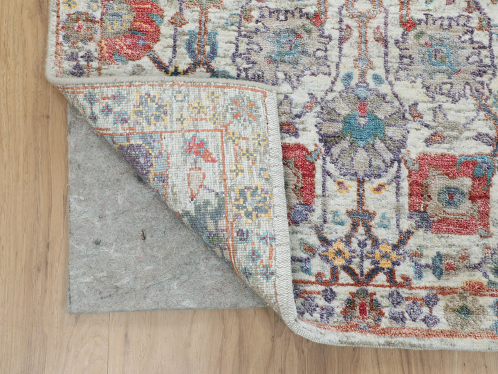 2'7" x 12'0" New Hand Knotted Ivory Wool & Silk Runner Oriental Rug - MOA10258189