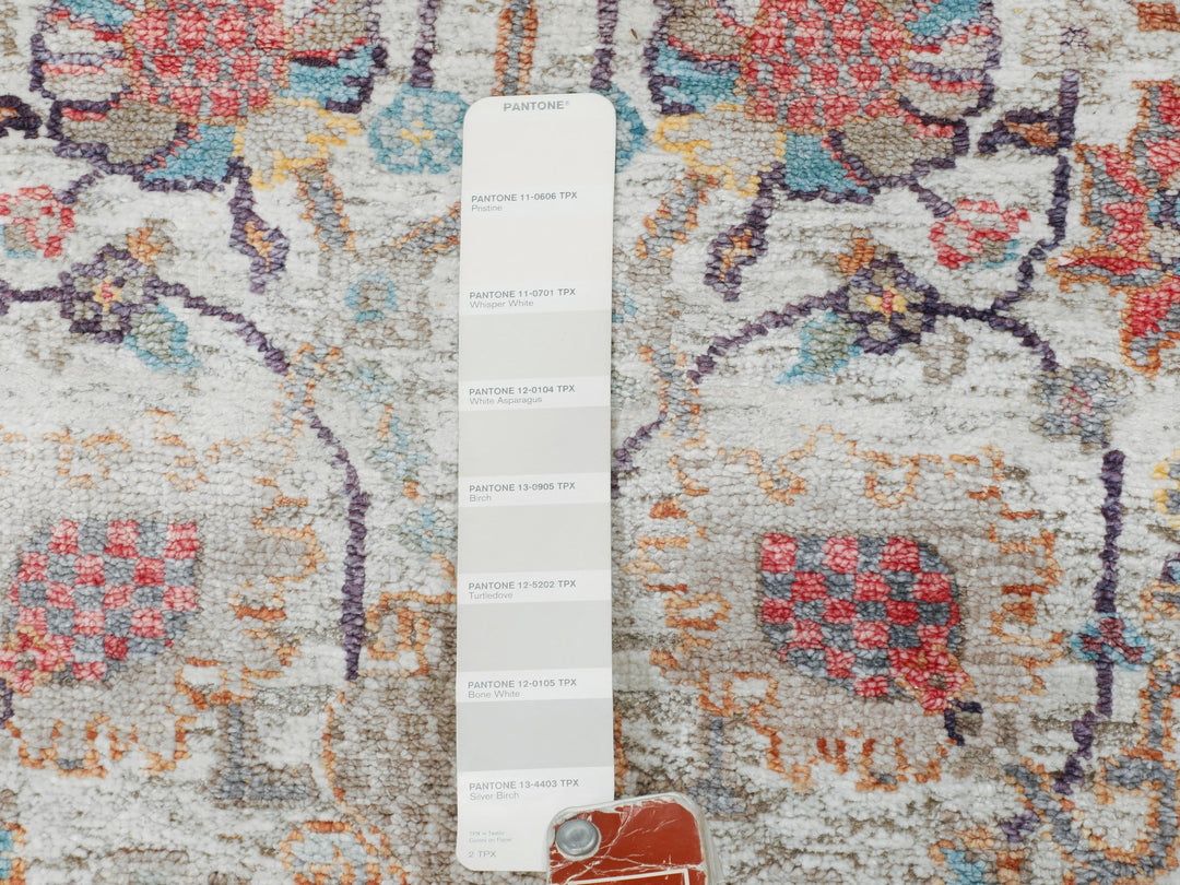 2'7" x 12'0" New Hand Knotted Ivory Wool & Silk Runner Oriental Rug - MOA10258189