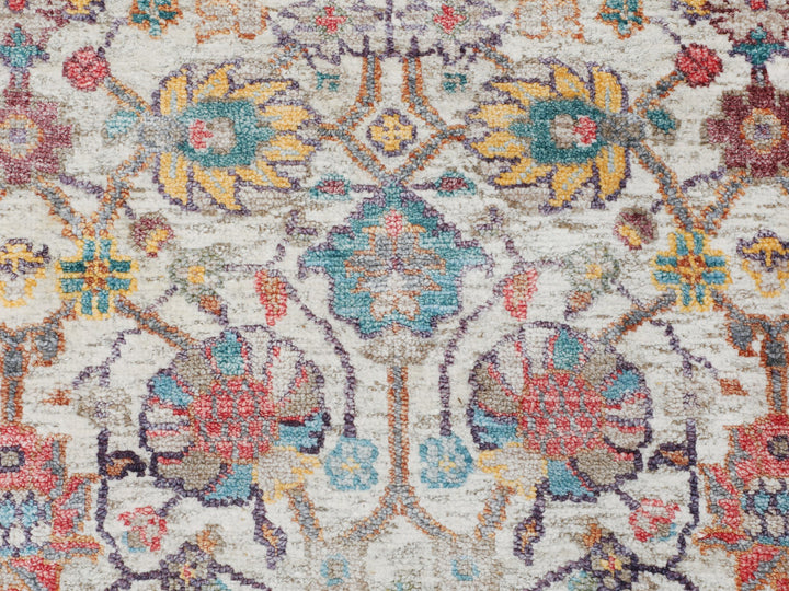 2'7" x 12'0" New Hand Knotted Ivory Wool & Silk Runner Oriental Rug - MOA10258189