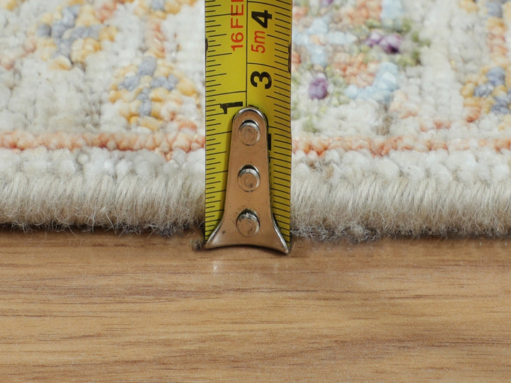 2'7" x 12'0" New Hand Knotted Ivory Wool & Silk Runner Oriental Rug - MOA10258189