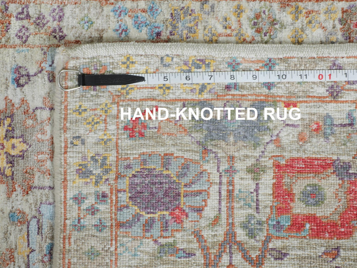 2'7" x 12'0" New Hand Knotted Ivory Wool & Silk Runner Oriental Rug - MOA10258189