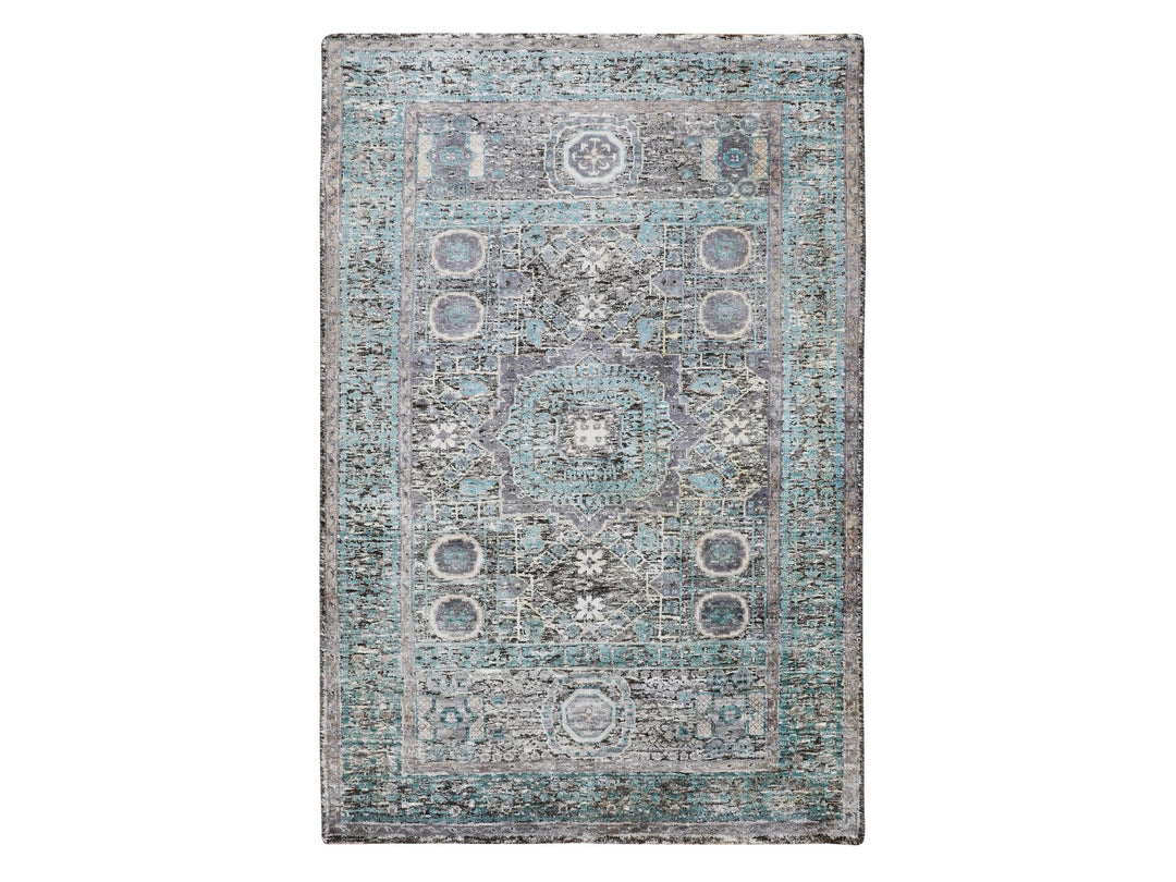 3'1" x 5'0" New Hand Knotted Brown Wool & Silk Rectangle Oriental Rug - MOA10258195