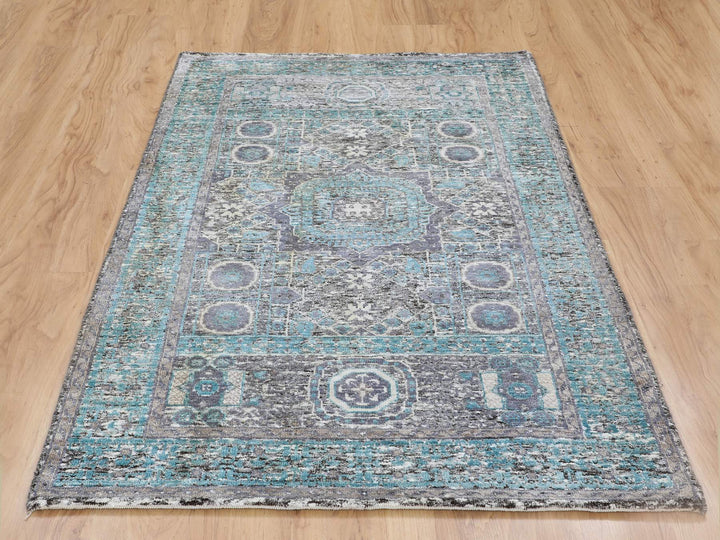 3'1" x 5'0" New Hand Knotted Brown Wool & Silk Rectangle Oriental Rug - MOA10258195