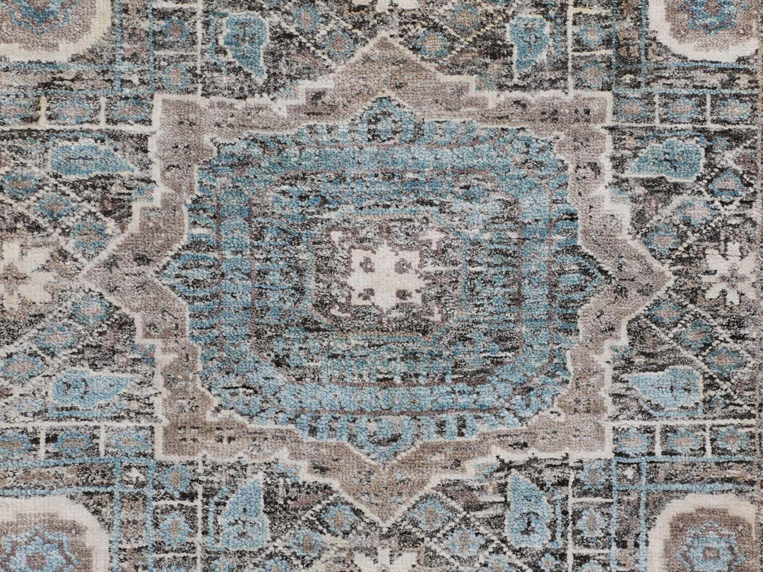 3'1" x 5'0" New Hand Knotted Brown Wool & Silk Rectangle Oriental Rug - MOA10258195