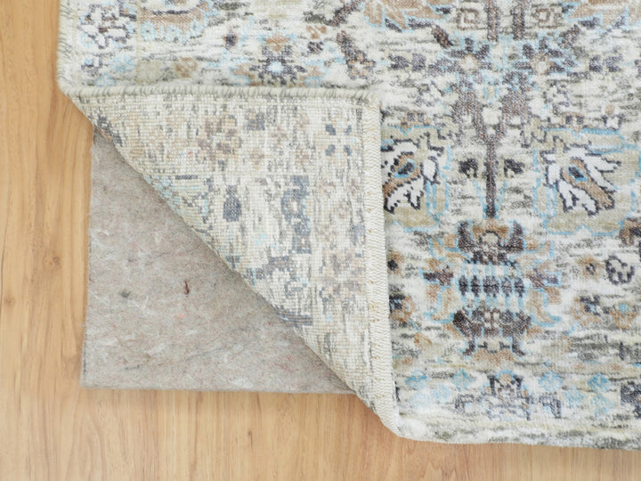 2'5" x 12'0" New Hand Knotted Ivory Wool & Silk Runner Oriental Rug - MOA10258197