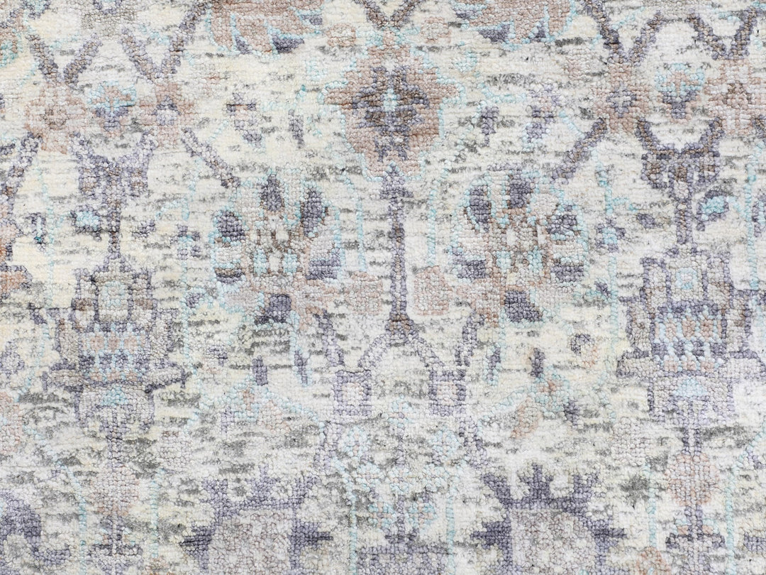 2'5" x 12'0" New Hand Knotted Ivory Wool & Silk Runner Oriental Rug - MOA10258197