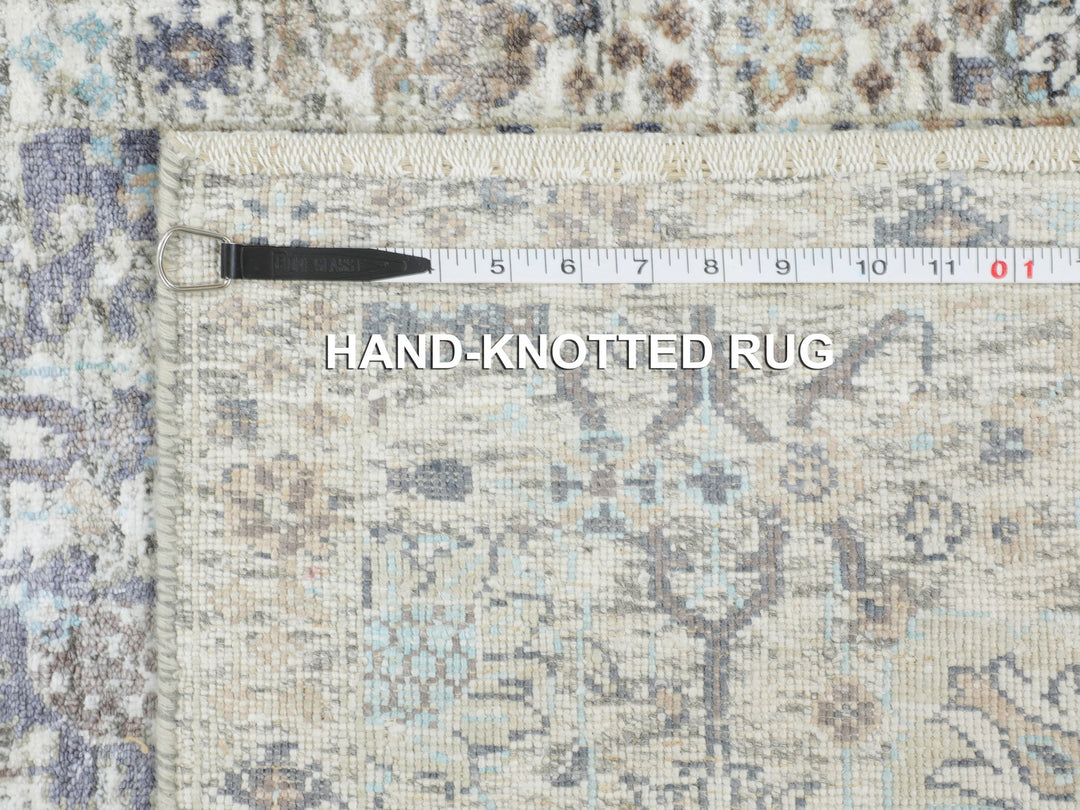 2'5" x 12'0" New Hand Knotted Ivory Wool & Silk Runner Oriental Rug - MOA10258197