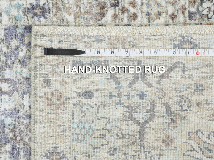 2'5" x 12'0" New Hand Knotted Ivory Wool & Silk Runner Oriental Rug - MOA10258197