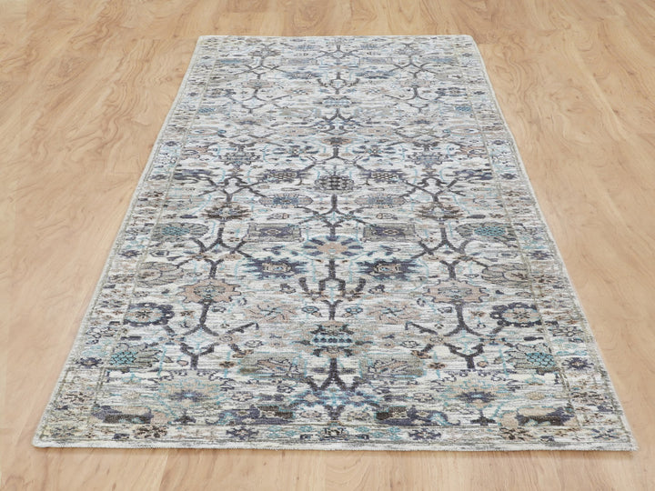 2'5" x 8'0" New Hand Knotted Ivory Wool & Silk Runner Oriental Rug - MOA10258200