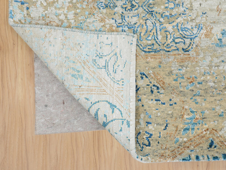 8'10" x 12'0" New Hand Knotted Grey Wool & Silk Rectangle Oriental Rug - MOA10258202