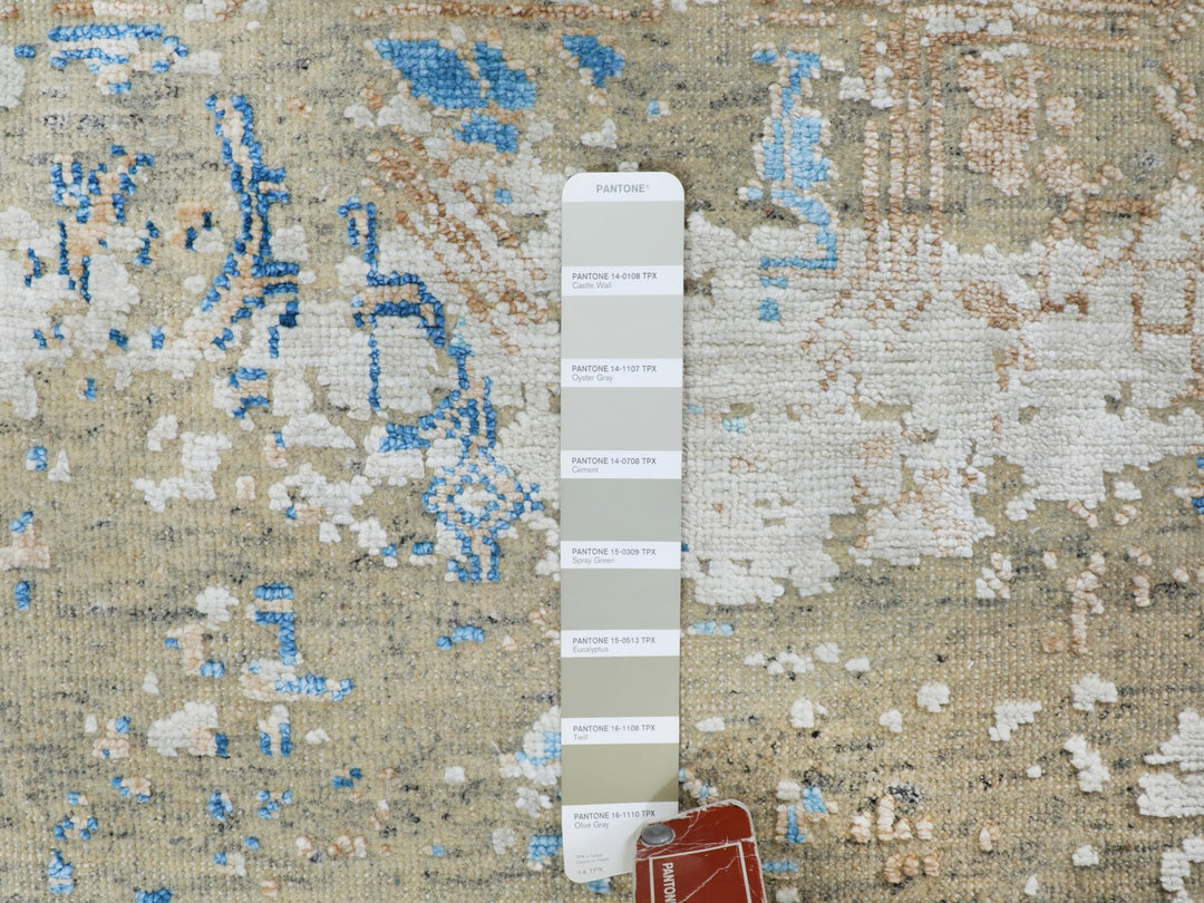 8'10" x 12'0" New Hand Knotted Grey Wool & Silk Rectangle Oriental Rug - MOA10258202