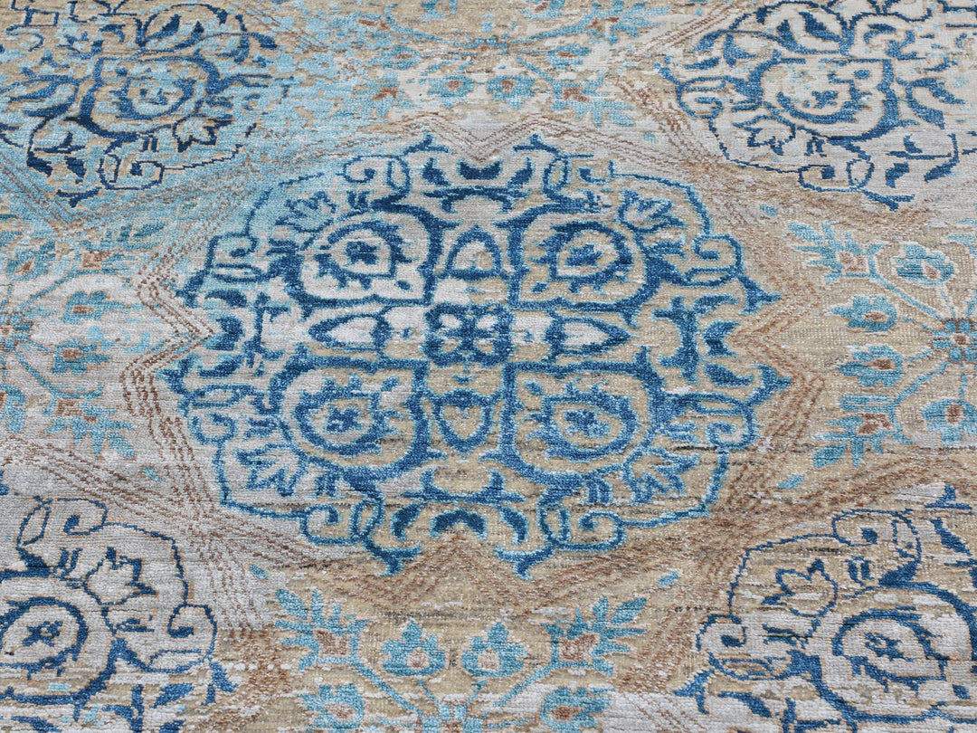 8'10" x 12'0" New Hand Knotted Grey Wool & Silk Rectangle Oriental Rug - MOA10258202