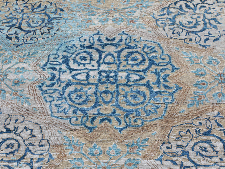 8'10" x 12'0" New Hand Knotted Grey Wool & Silk Rectangle Oriental Rug - MOA10258202